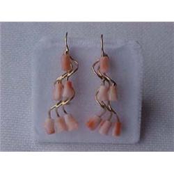 14K GOLD AND CORAL EARRINGS - HANDMADE FREN