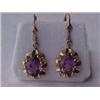 Image 1 : 10K GOLD AND AMETHYST EARRINGS - PEAR SHAPE