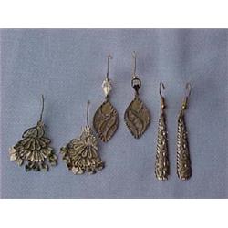 THREE PAIR OF 14K GOLD FILIGREE EARRINGS -