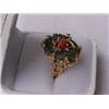 Image 1 : HANDMADE 14K GOLD RING WITH AGATE AND CORAL