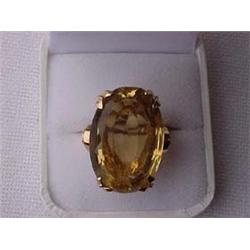 14K GOLD AND CITRINE RING - HEAVY HANDMADE