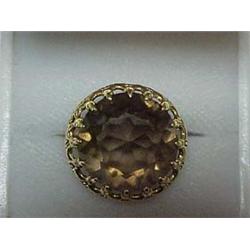 14K GOLD AND SMOKY TOPAZ RING - HANDMADE YE