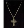 Image 1 : 14K GOLD CHAIN AND PEARL CROSS - 24" FANCY