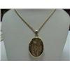 Image 1 : 14K GOLD LOCKET AND CHAIN - 30" FANCY LINK