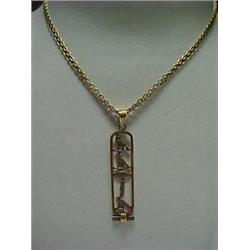 14K GOLD EGYPTIAN PENDANT AND CHAIN - 24  F