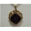 Image 1 : SARDONYX WATCH FOB PENDANT - 17" GOLD FILLE