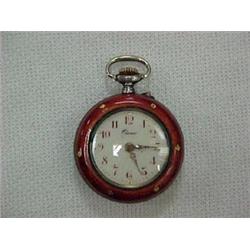 LADY'S SILVER AND ENAMEL WATCH - PORCELAIN