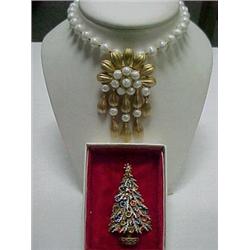 TRIFARI NECKLACE AND ART CHRISTMAS TREE PIN