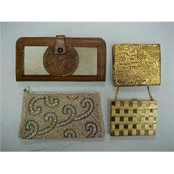 FOUR LADY'S PURSES - 6-1/2" X 4" HAND BEADE