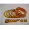 Image 1 : BAKELITE JEWELRY LOT - FOUR SMALL AMBER COL
