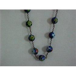 CLOISONNE BEAD NECKLACE - 47" STRAND OF CLO