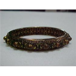 SILVER FILIGREE AND ENAMEL BANGLE BRACELET