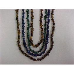 FOUR SEMI-PRECIOUS STONE BEAD NECKLACES - T