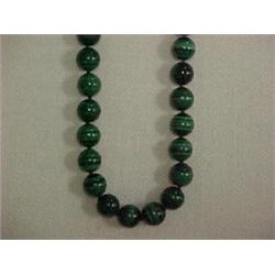 MALACHITE BEAD NECKLACE - 16" STRAND OF POL