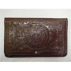 MEXICAN HAND TOOLED LEATHER PURSE - 11-1/2 