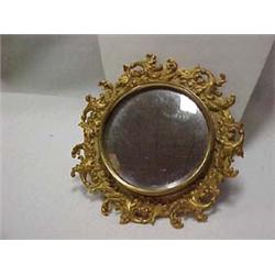 ORNATE BRASS MIRROR - 5" DIAMETER ROUND MIR