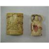 Image 1 : TWO HAND CARVED IVORY PIECES - 2" HIGH CARV