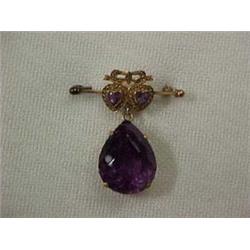 GOLD VICTORIAN PIN WITH AMETHYST AND SEED P