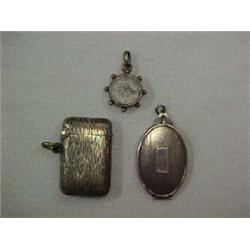 STERLING SILVER MATCH SAFE, LOCKET AND COMP