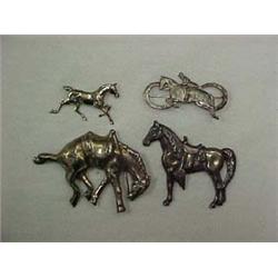 FOUR STERLING SILVER HORSE PINS - 2-1/2" WI