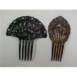 TWO CELLULOID HAIR COMBS - TWO FANCY HAIR C