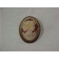 GOLD FILLED FILIGREE CAMEO PIN - 1-1/4" LON