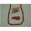 Image 1 : CORAL NECKLACE, PIN AND ANIMAL FIGURINE - 1