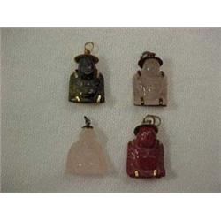 FOUR BUDDHA CHARMS - TWO ROSE QUARTZ BUDDHA