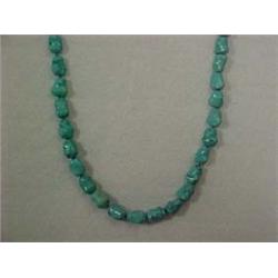 TURQUOISE NUGGET BEAD NECKLACE - 28" STRAND