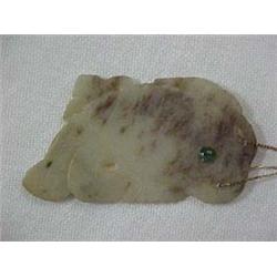 CARVED JADE FISH PENDANT - 3" LONG FISH PEN