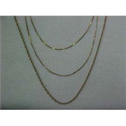 THREE 14K GOLD CHAINS - ONE 26" LONG ROPE C