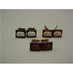 THREE PAIR OF VICTORIAN CAMEO CUFFLINKS - B