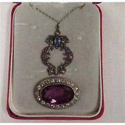 1920'S STERLING SILVER NECKLACE AND PIN