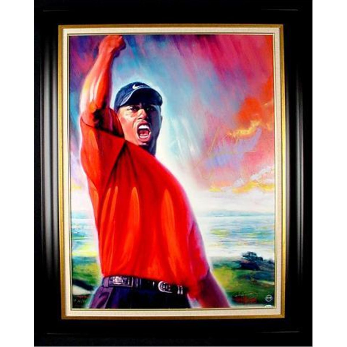 4x Masters Tiger Woods Signed Canvas Art Print Framed