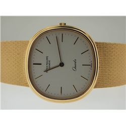 Patek Philippe Mens 18k Gold Quartz. Mesh Bracelet. Ultra Thin Movement.