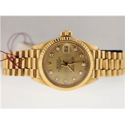 Rolex Ladies 18k President. Orig Diamond Dial.