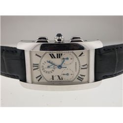 Cartier Mens 18K White Gold Tank Americaine Chronograph.