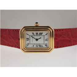 Cartier Ladies 18k Gold Rectangular Watch.