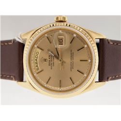 Rolex Mens 18k President with Leather Strap.