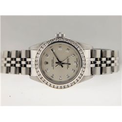 Rolex Ladies SS Oyster Perpetual. Diamond Dial/Bezel.