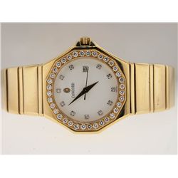 Concord Midsize 18k Octagon Diamond Watch.