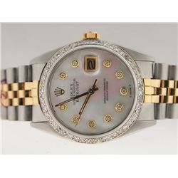 Rolex Mens 18k and SS Datejust. Diamond Dial/Bezel.