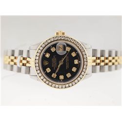 Rolex Ladies 18k and SS Datejust. Diamond Dial/Bezel.