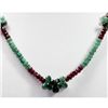 Image 2 : Natural 102.80 ctw Ruby & Emerald Bead Necklace