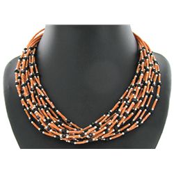 300twc Coral Tubular Bead Multi Strand Necklace (JEW-3643)