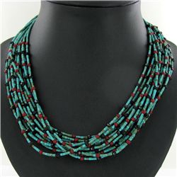 270twc Howlite Coral Tubular Bead Multi Necklace (JEW-3645)