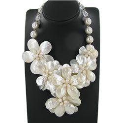 1130twc MOP Pearl & Crystal Necklace (JEW-3652)