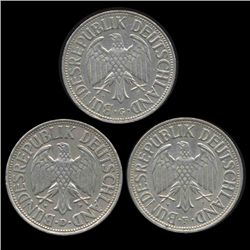 1968D/G/F Germany 1 Mark Hi Grade Scarce 3 Pcs (COI-8174)