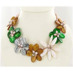 780twc MOP Pearl & Agate Crystal Necklace (JEW-3650)