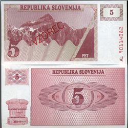 1991 Slovenia 5 T Specimen Crisp Unc Note (CUR-06341)